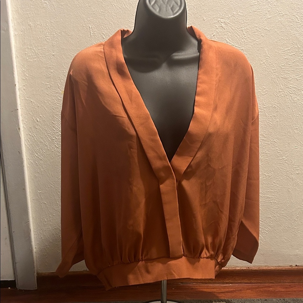 Forever 21 Burnt Orange V-Neck Draped Tunic